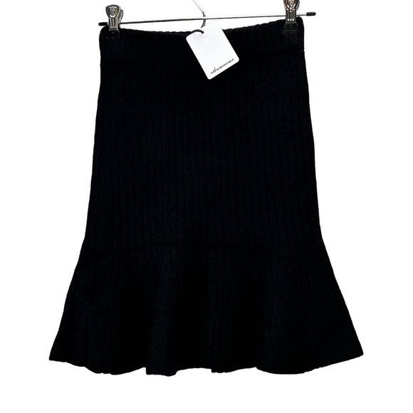 Olivaceous Sweater Knit Mini Skirt Black Peplum Ruffle Pencil S Stretch NWT - Picture 1 of 5